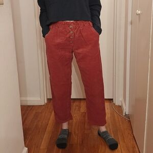 Red Cordroy Button-Fly Pants